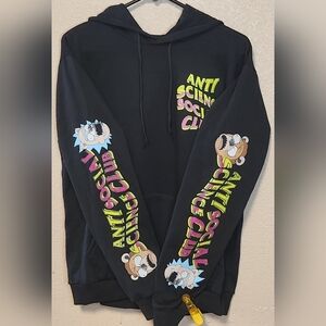 Fresh Laundry Men's ANTI SCIENCE SOCIAL CLUB Pull Over Black Hoodie Size M NWOT